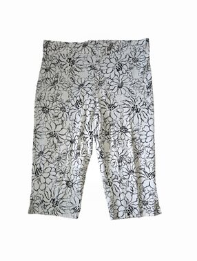 Espresso Capri Pants Slacks Women's Size 2X White Floral Cropped Flexible Waist